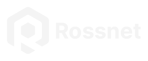 White Hexagon with 'R' inside in negative space to represent 'Rossnet'